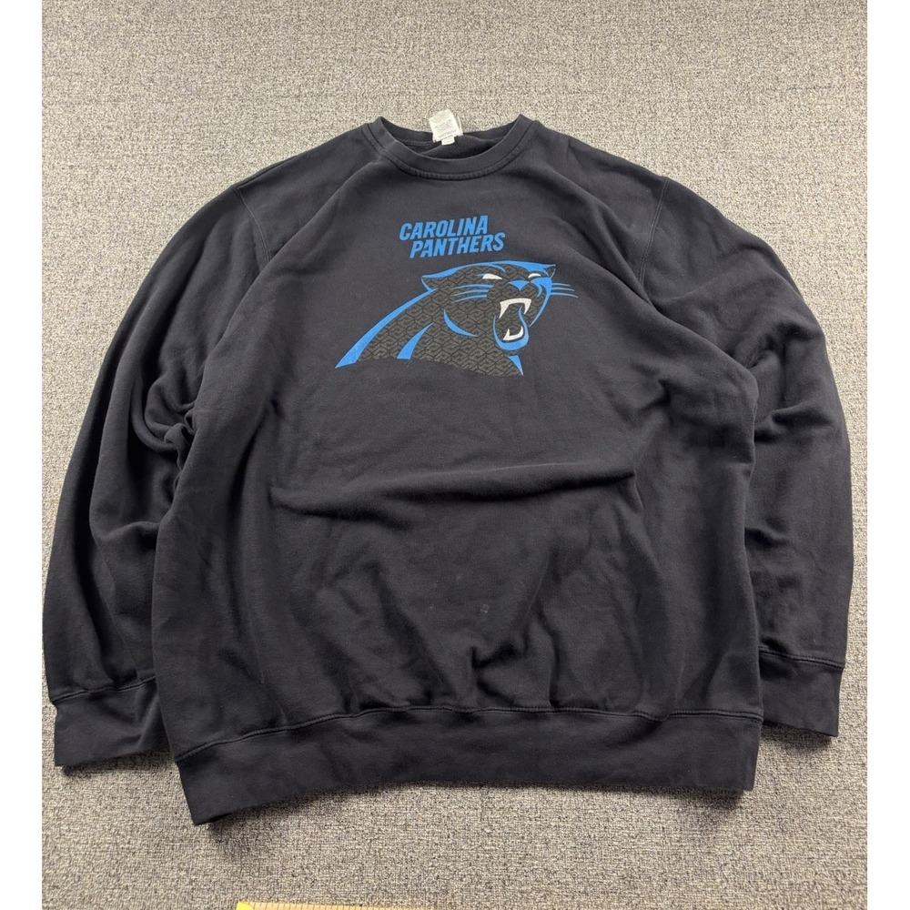 Vintage Carolina Panthers Sweater‎ Mens 2XL Black Crewneck Faded Pullover Y2K